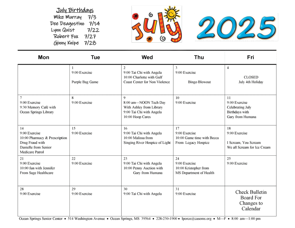 July Senior Programs That Keep It Real