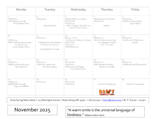 Ocean Springs Senior Center Celebrates November with Heart and Purpose